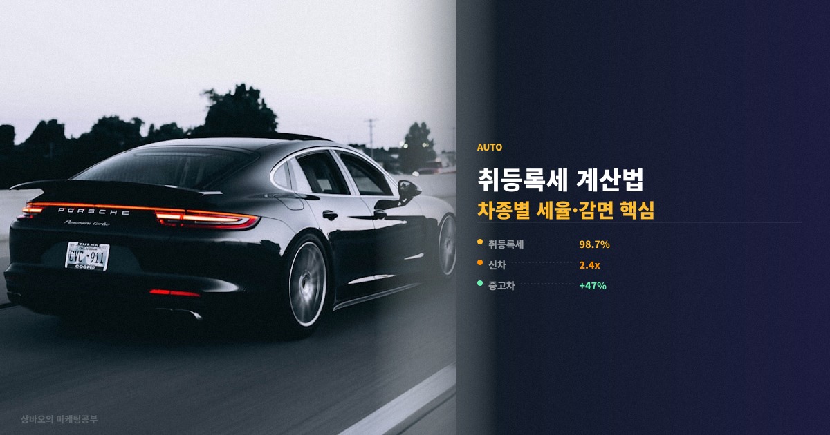 자동차 취등록세 계산 방법 차종별 세율 핵심 정리